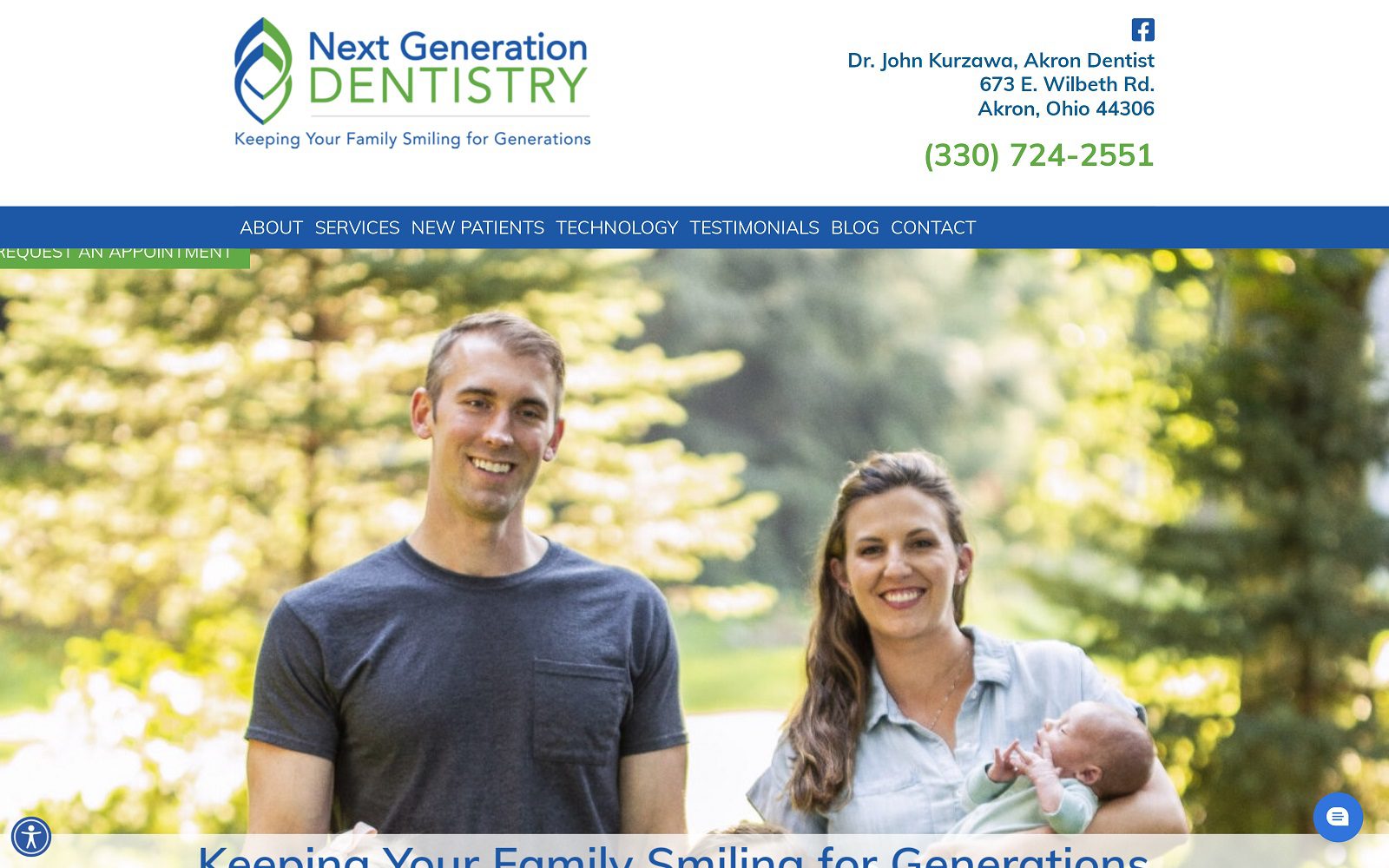 The Screenshot of Next Generation Dentistry of Akron dentistakronoh.com Dr. Kurzawa Website