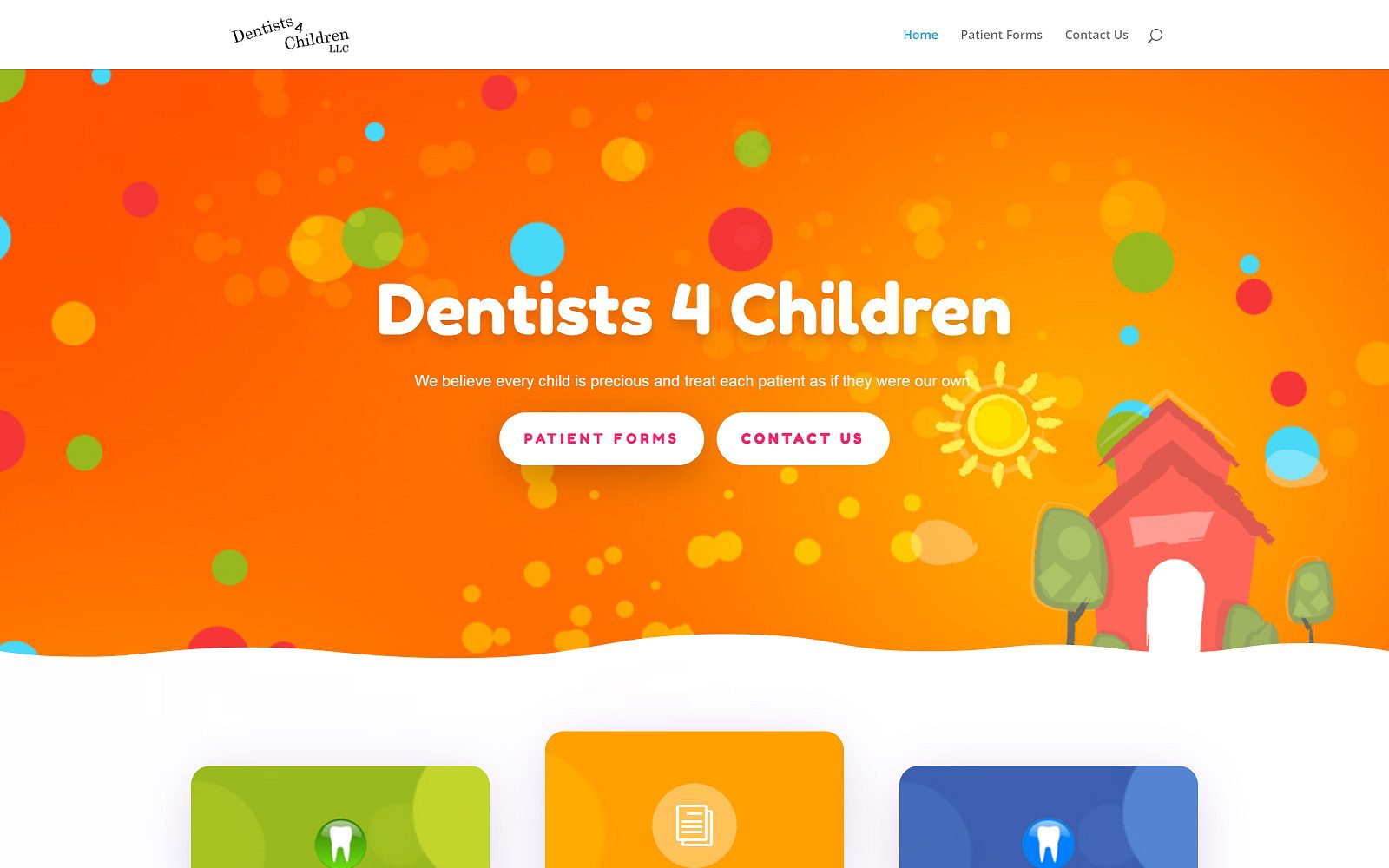 The Screenshot of DENTISTS 4 CHILDREN LLC - Dr Heather Thornton Dr Richard Vann Dr James Jenkins dentists4children.com Website