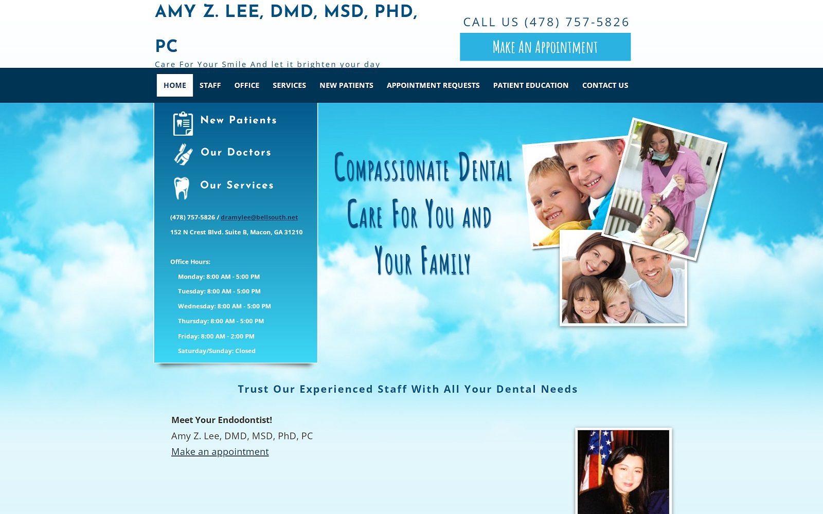 The Screenshot of Amy Z. Lee, DMD. MSD. PhD. PC Website