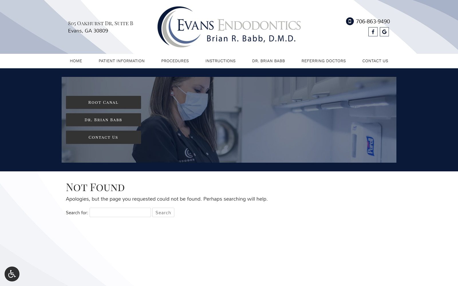 The Screenshot of Evans Endodontics Dr. Brian R. Babb Website