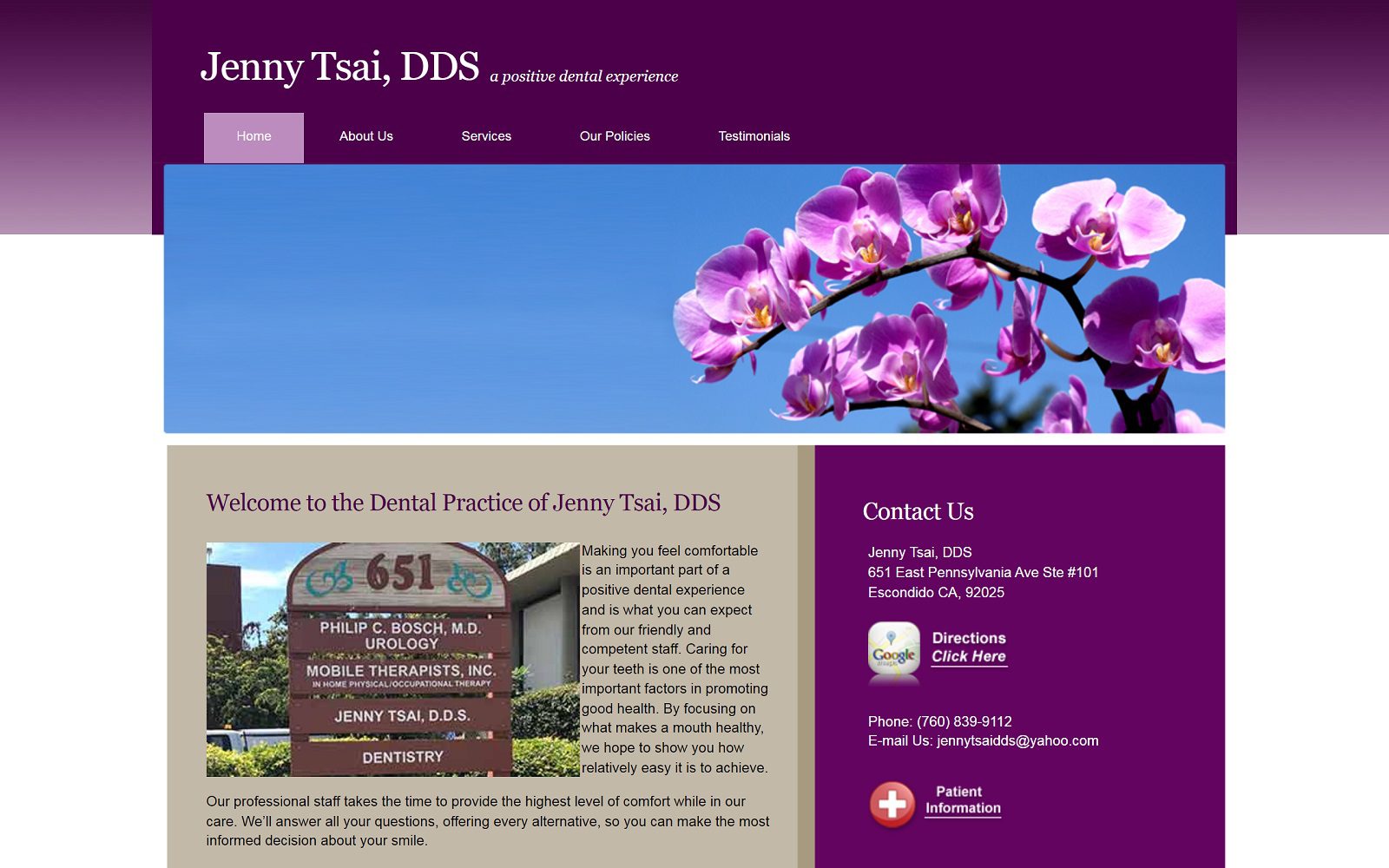 The Screenshot of Jenny Tsai DDS jennytsaidds.com Website