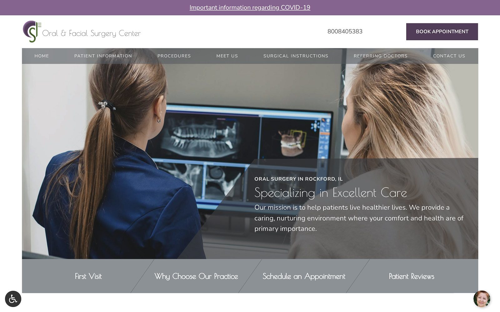The Screenshot of Oral & Facial Surgery Center, LTD jensenoms.com Website