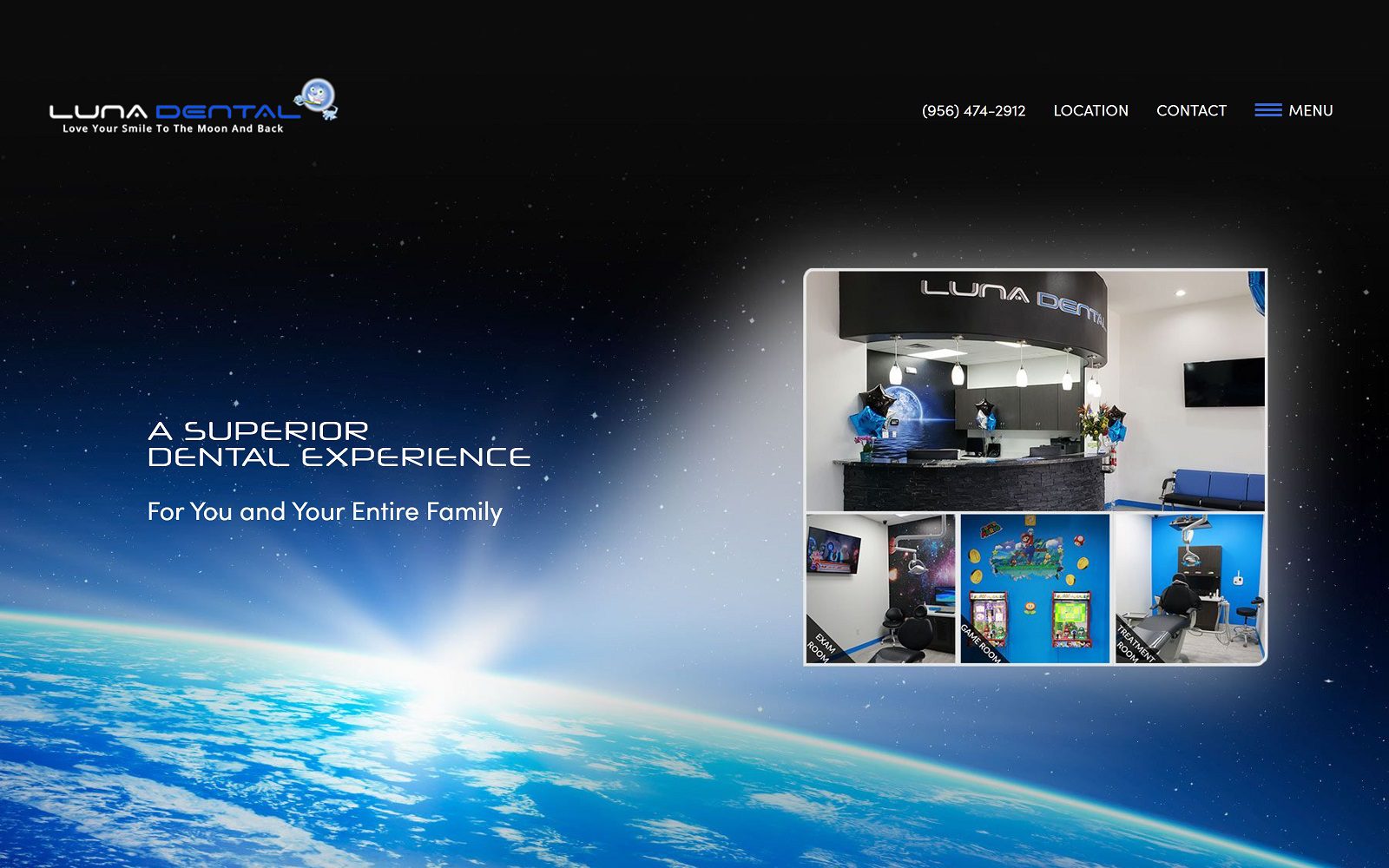 Website homepage screenshot of lunadentalrgv.com