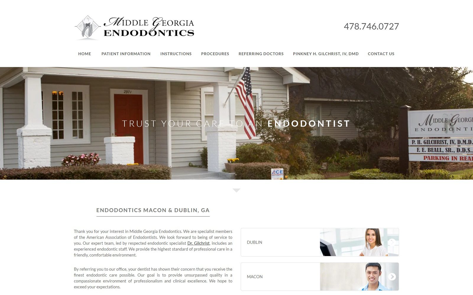 The Screenshot of Gilchrist IV Pinkney H DDS Website