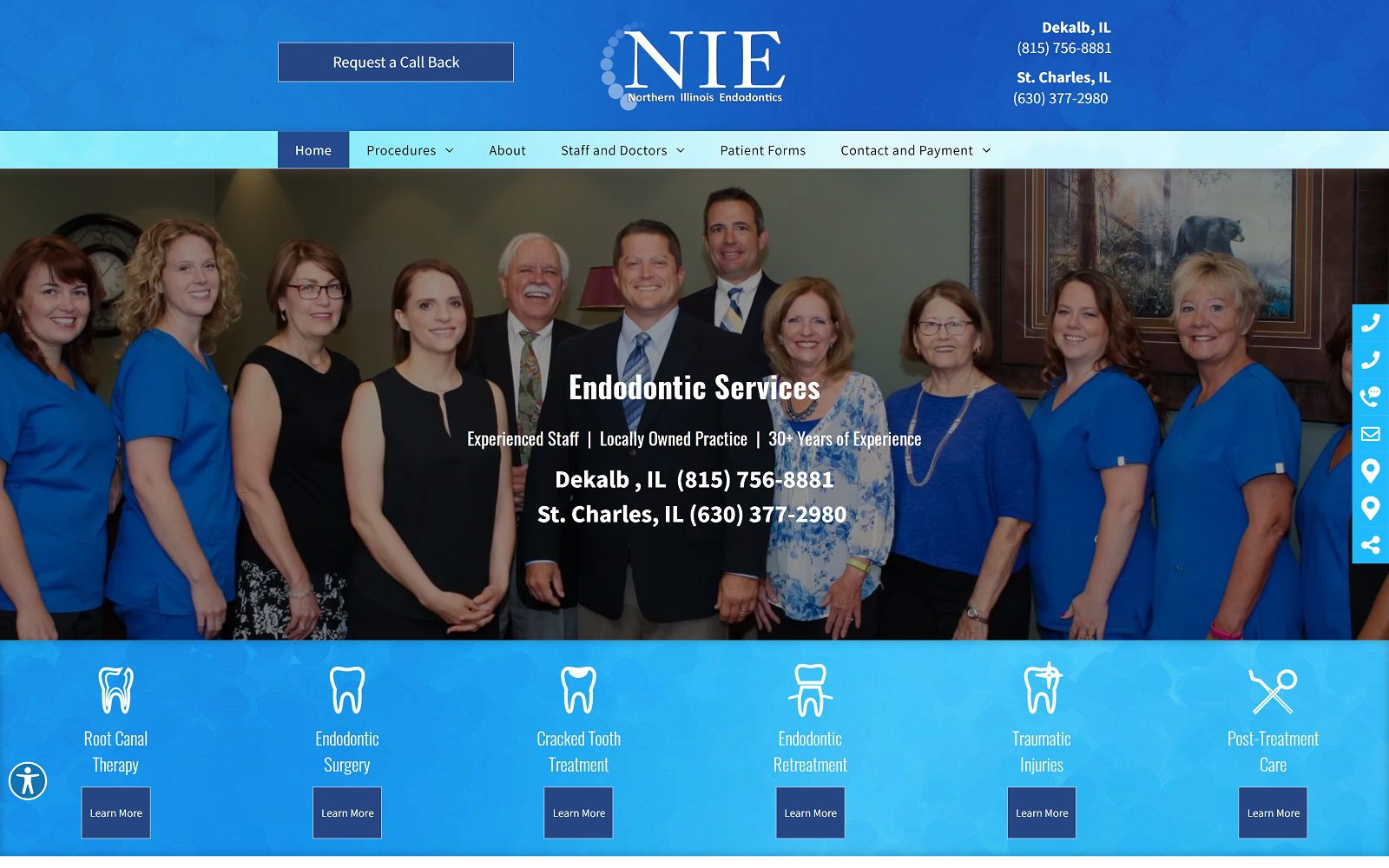 The Screenshot of Northern Illinois Endodontics Website