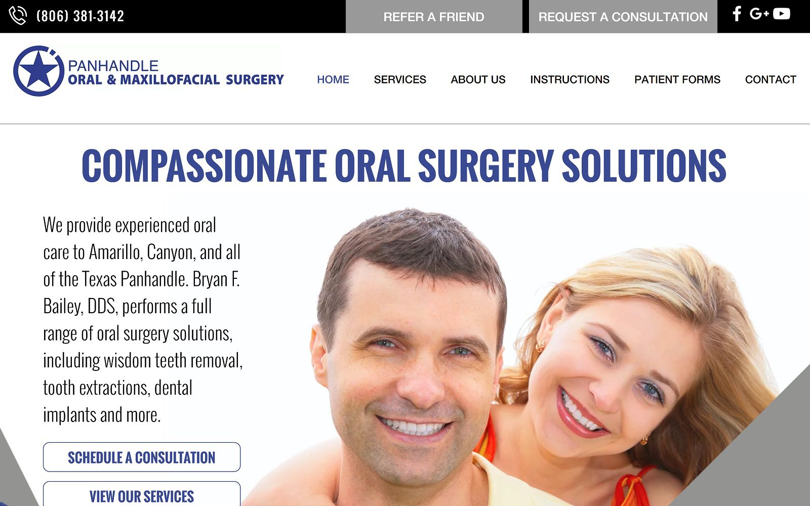The Screenshot of Panhandle Oral & Maxillofacial Surgery Dr. Bryan Bailey Website
