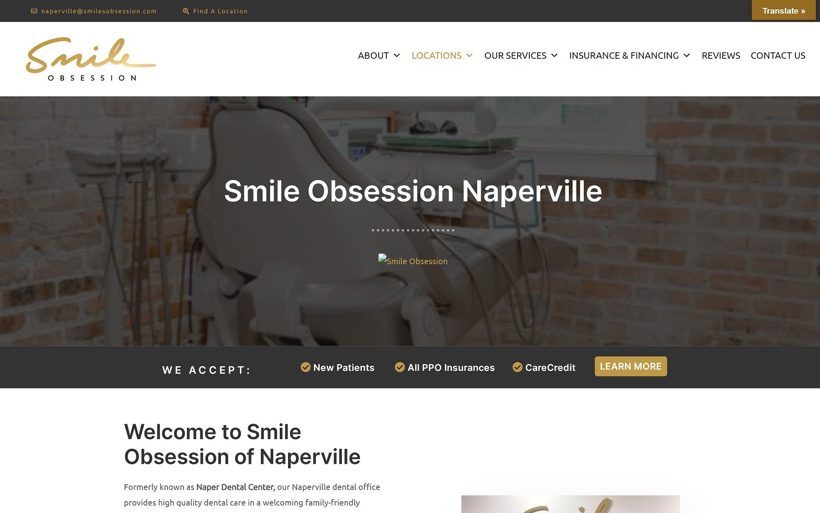 The Screenshot of Smile Obsession Dental - Naperville Website