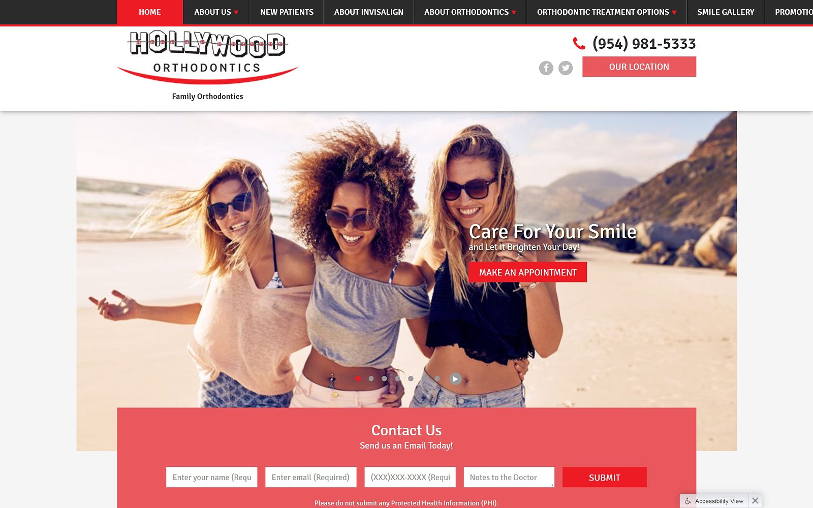 The Screenshot of Hollywood Orthodontics Website