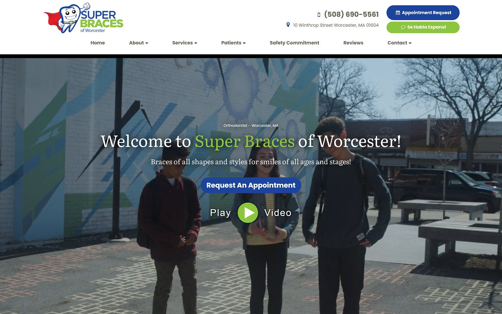 The Screenshot of Worcester Orthodontics worcesterorthodontics.com Dr. Sam Alkhoury Website