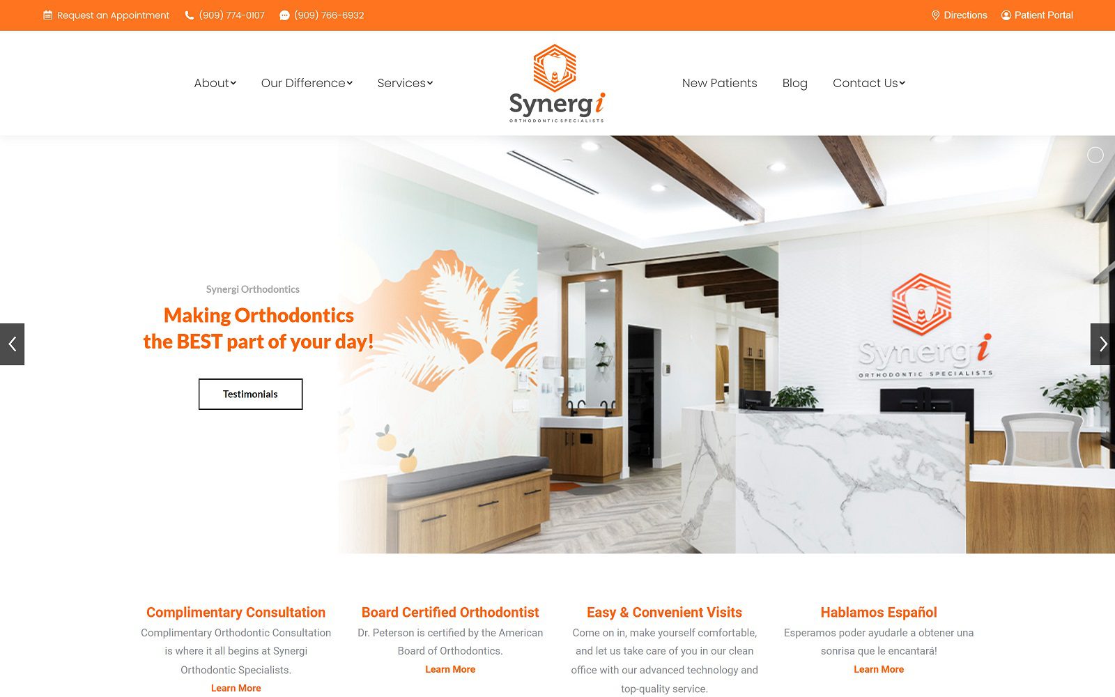The Screenshot of Synergi Orthodontic Specialists Website