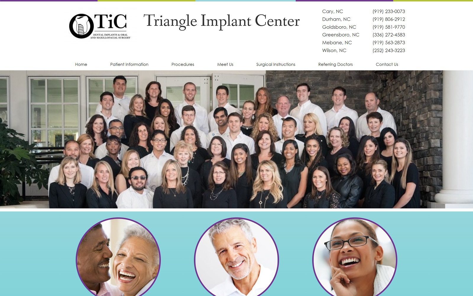 Website homepage screenshot of triangleimplantcenter.com