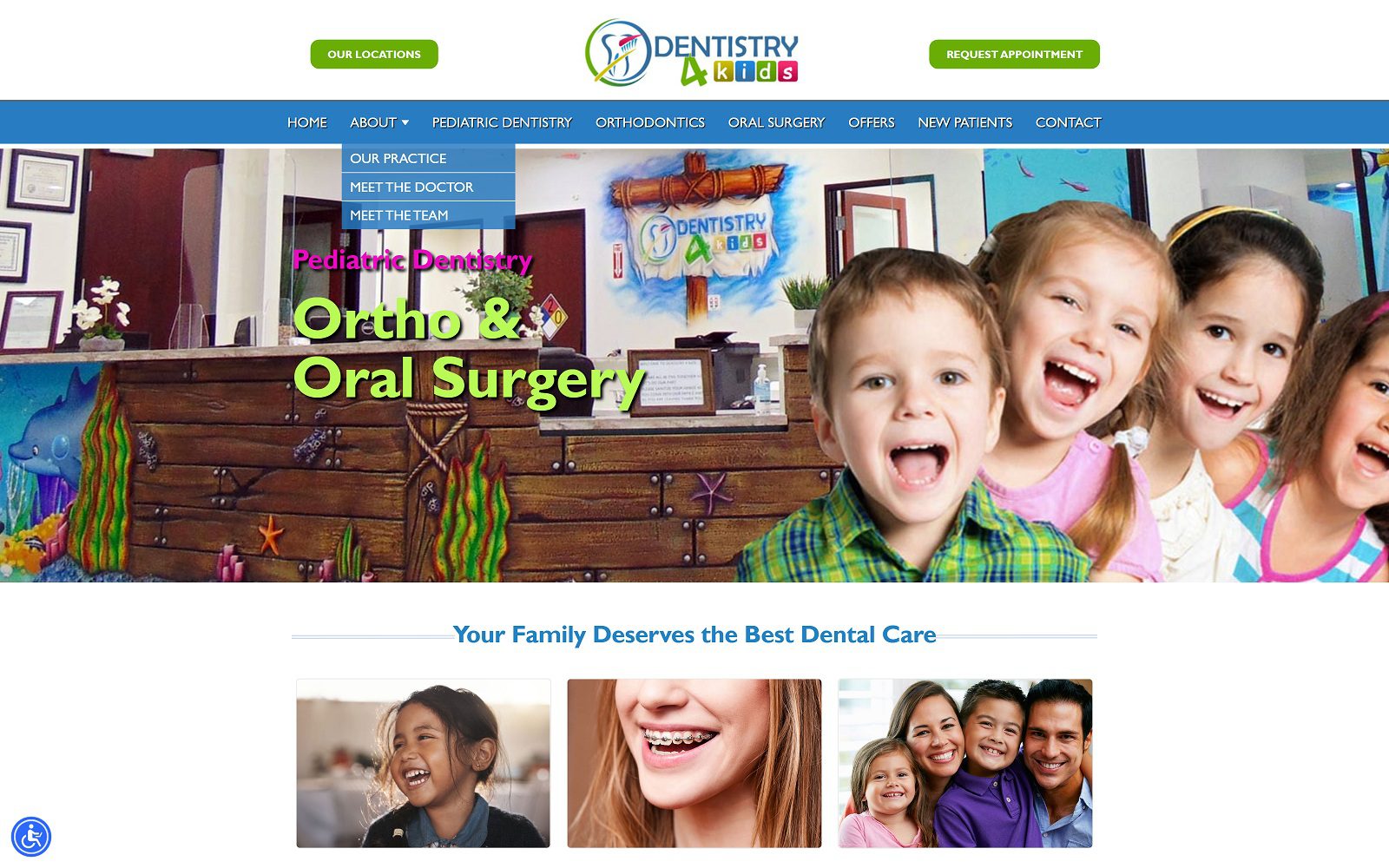 The Screenshot of Dentistry 4 Kids of Fontana Website