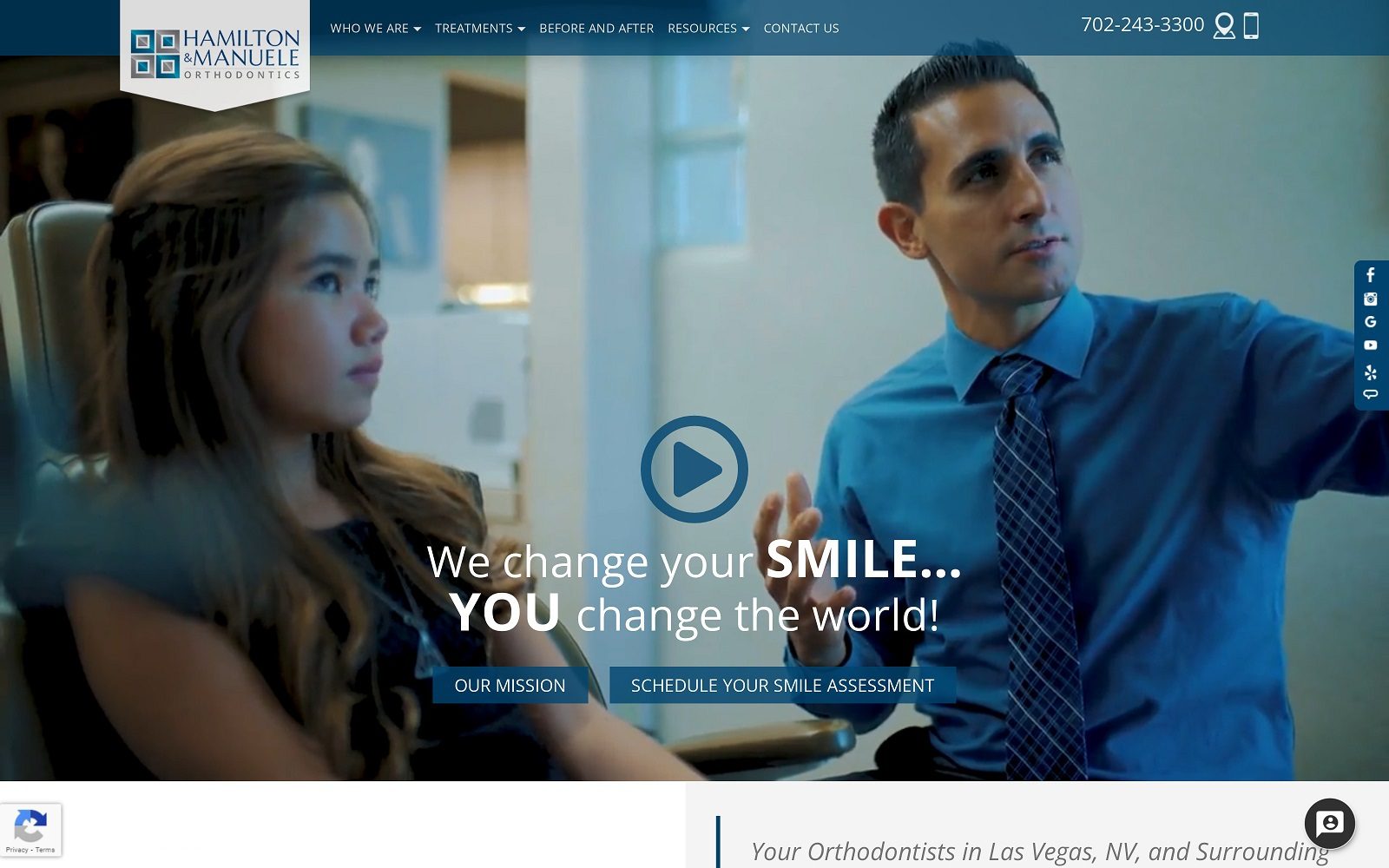 The Screenshot of Hamilton & Manuele Orthodontics Website