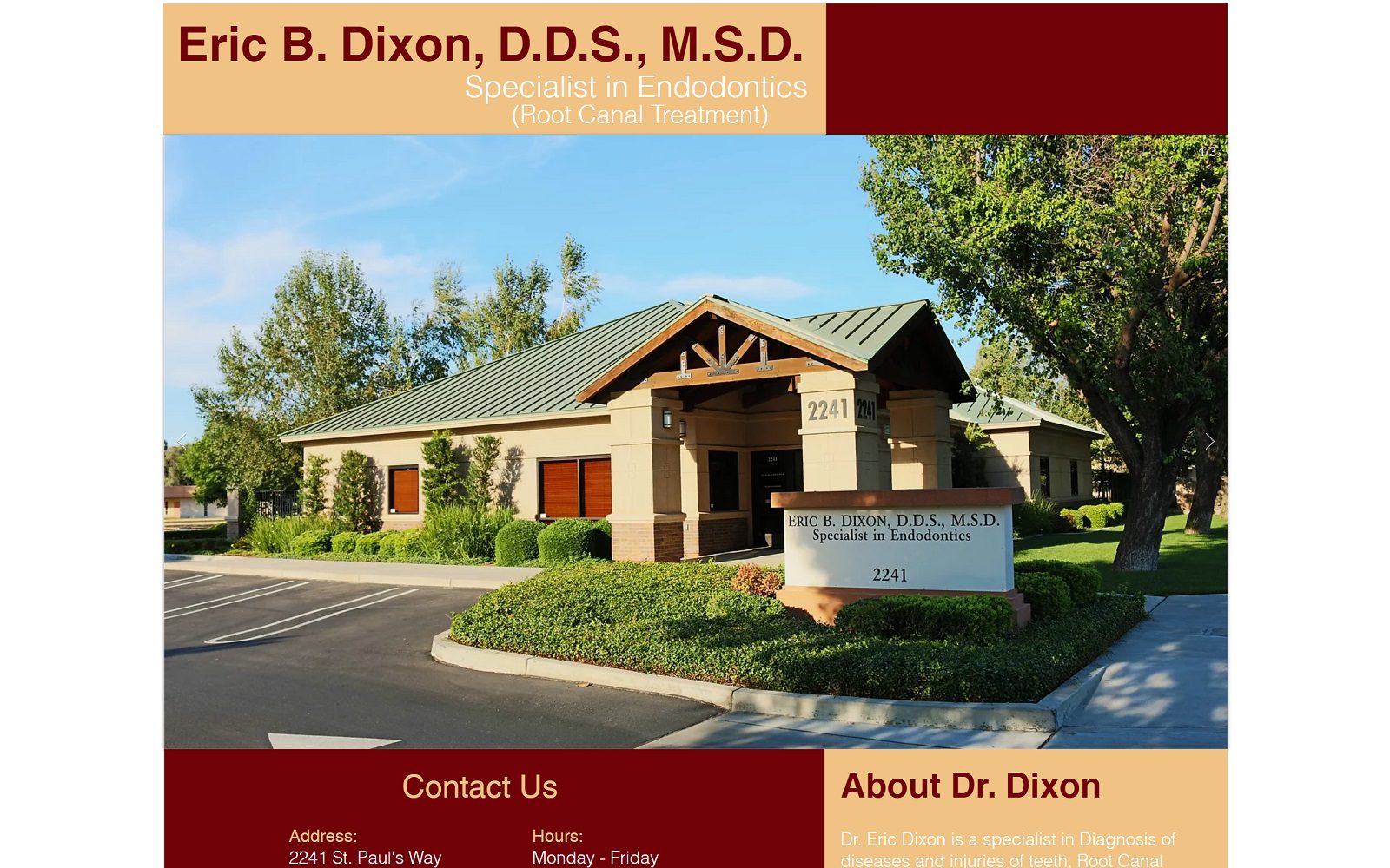 The Screenshot of Eric B. Dixon, D.D.S., M.S.D. Website