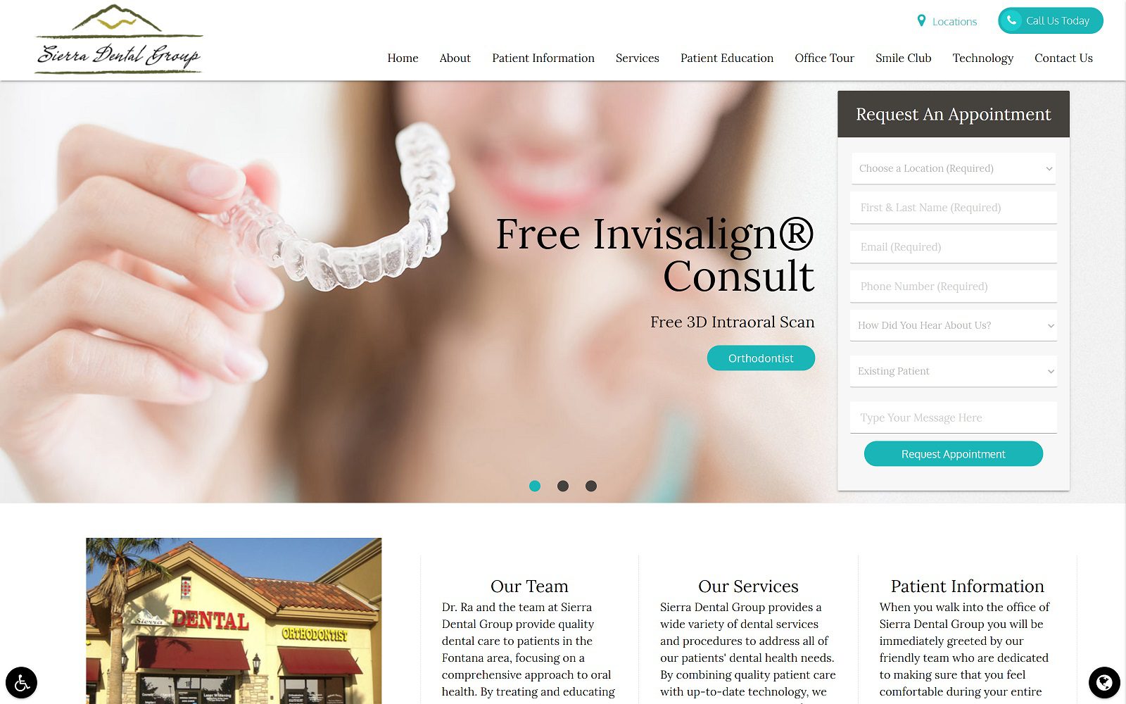 The Screenshot of Sierra Dental Group smilestudio.com Dr. Ra Website