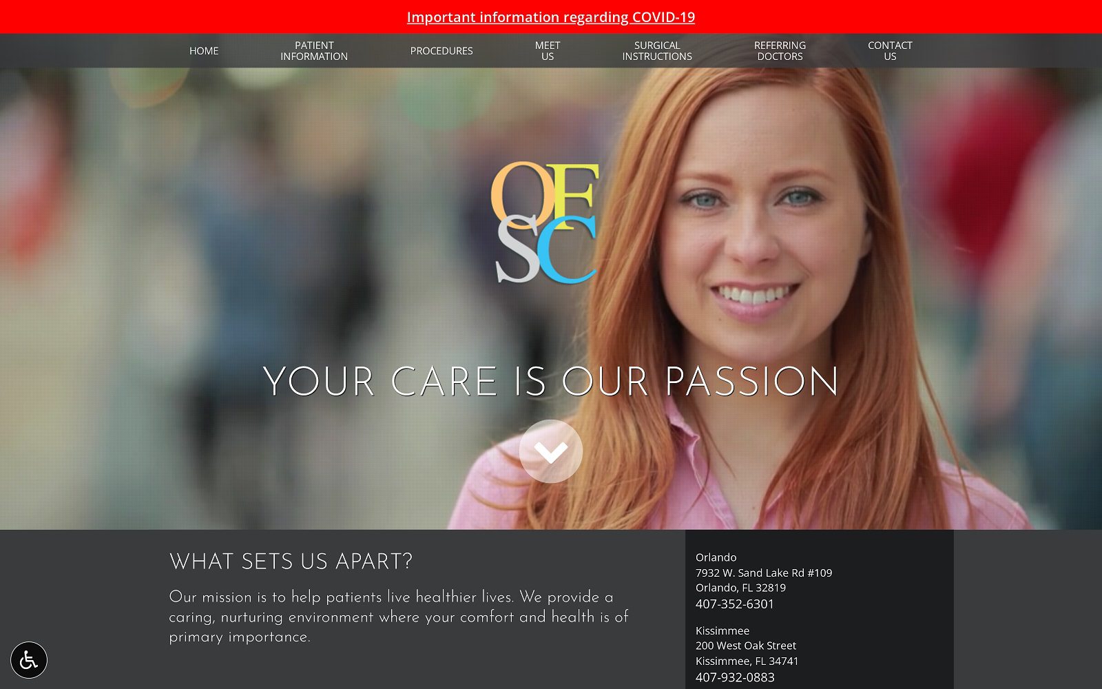 The Screenshot of Oral & Facial Surgery Center: Hal Levine, DMD, MD Website
