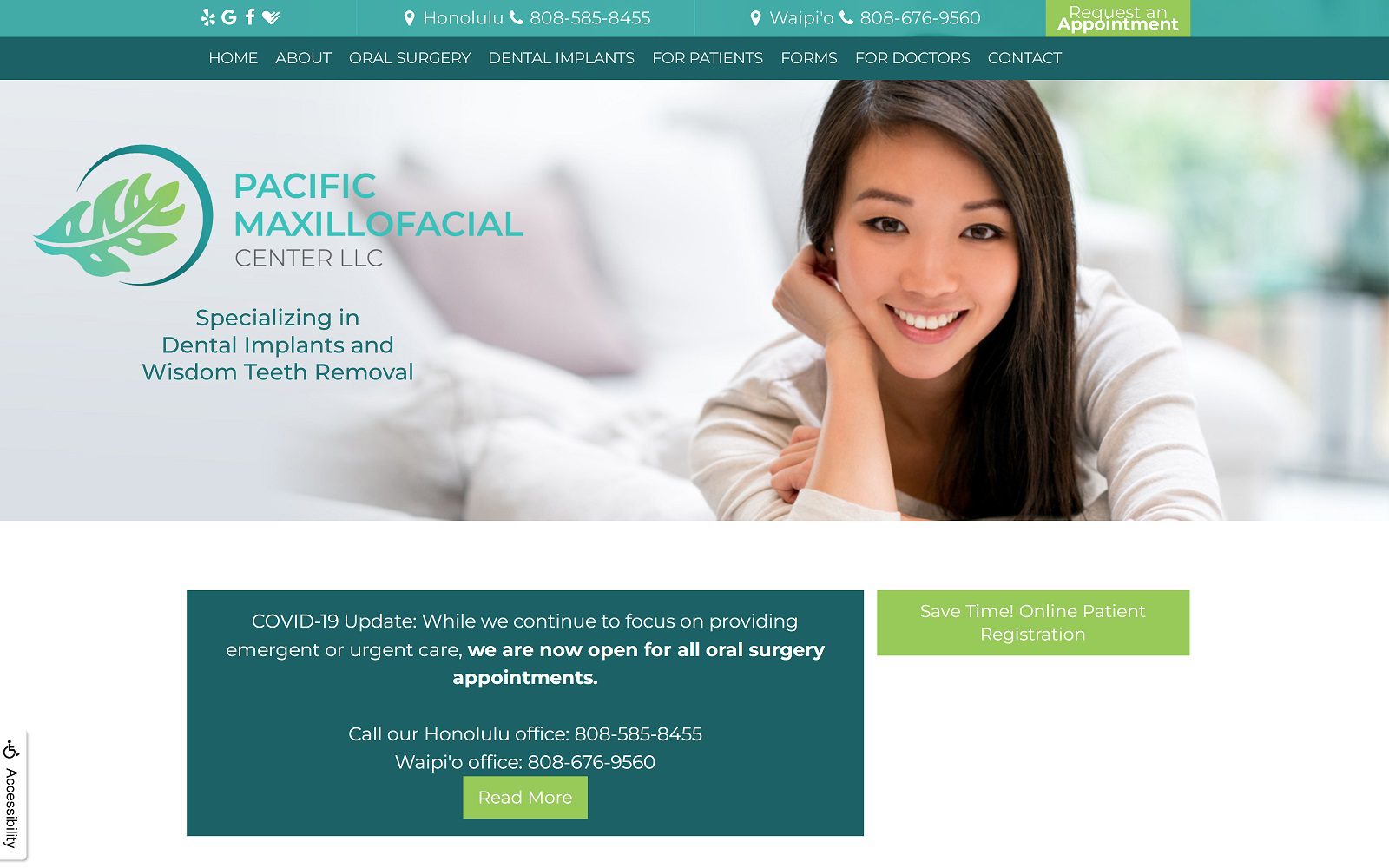 Website homepage screenshot of pacificmaxcenter.com
