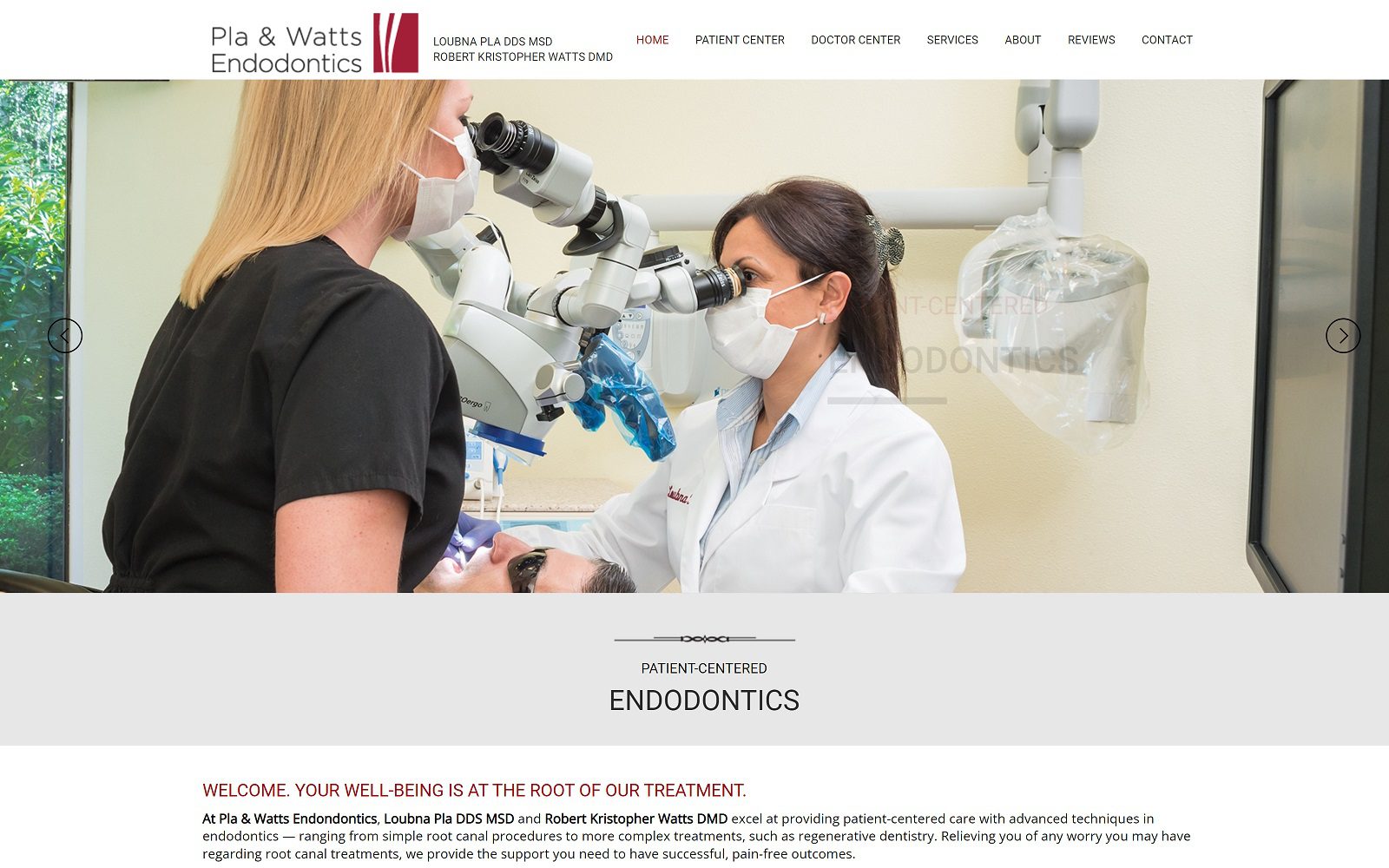 The Screenshot of Pla & Watts Endodontics (Tacoma, WA) Website