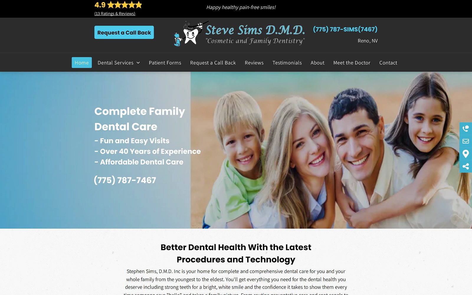 The Screenshot of Stephen Sims, D.M.D. Inc Website