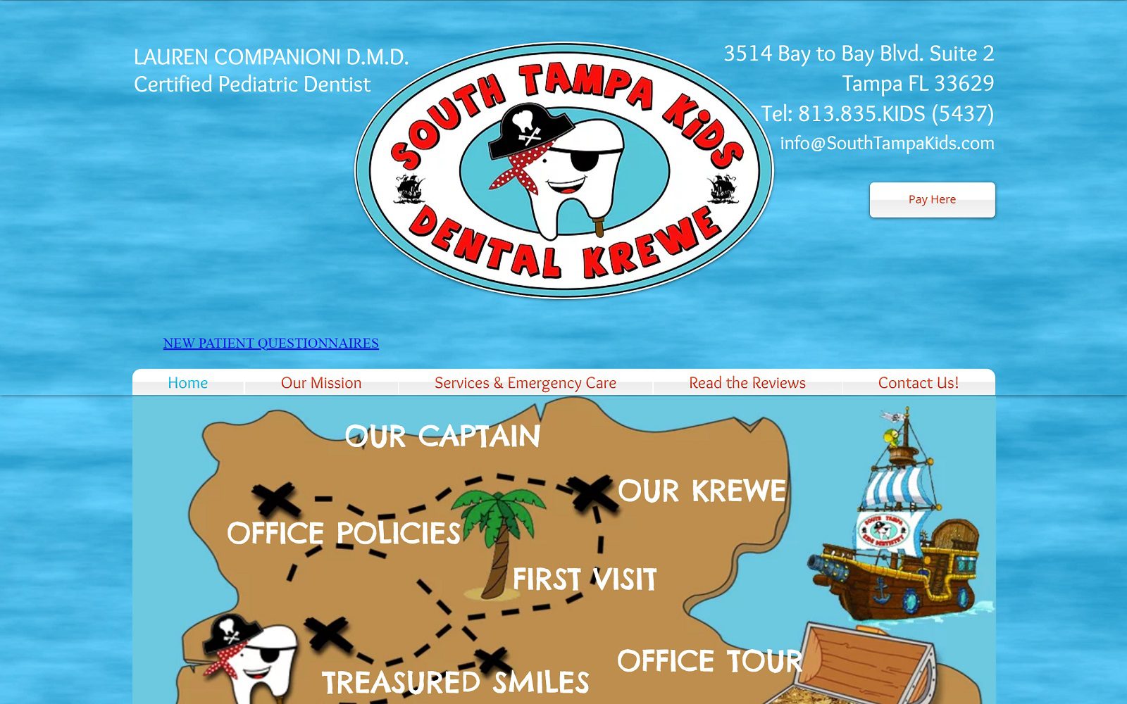 The Screenshot of South Tampa Kids Dental Krewe Website