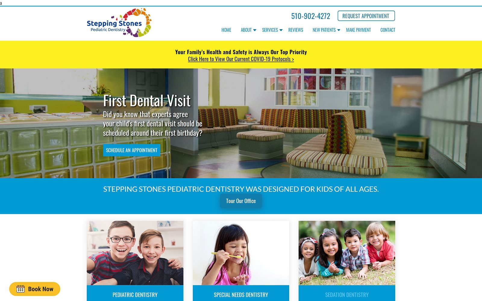 The Screenshot of Stepping Stones Pediatric Dentistry in Fremont Website