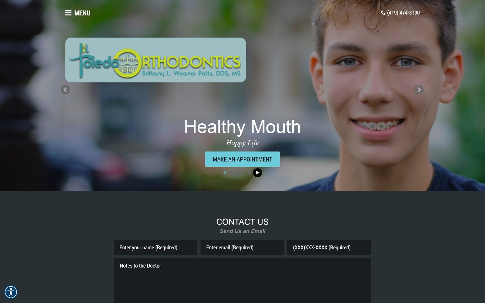 The Screenshot of Potts Brittany DDS Website