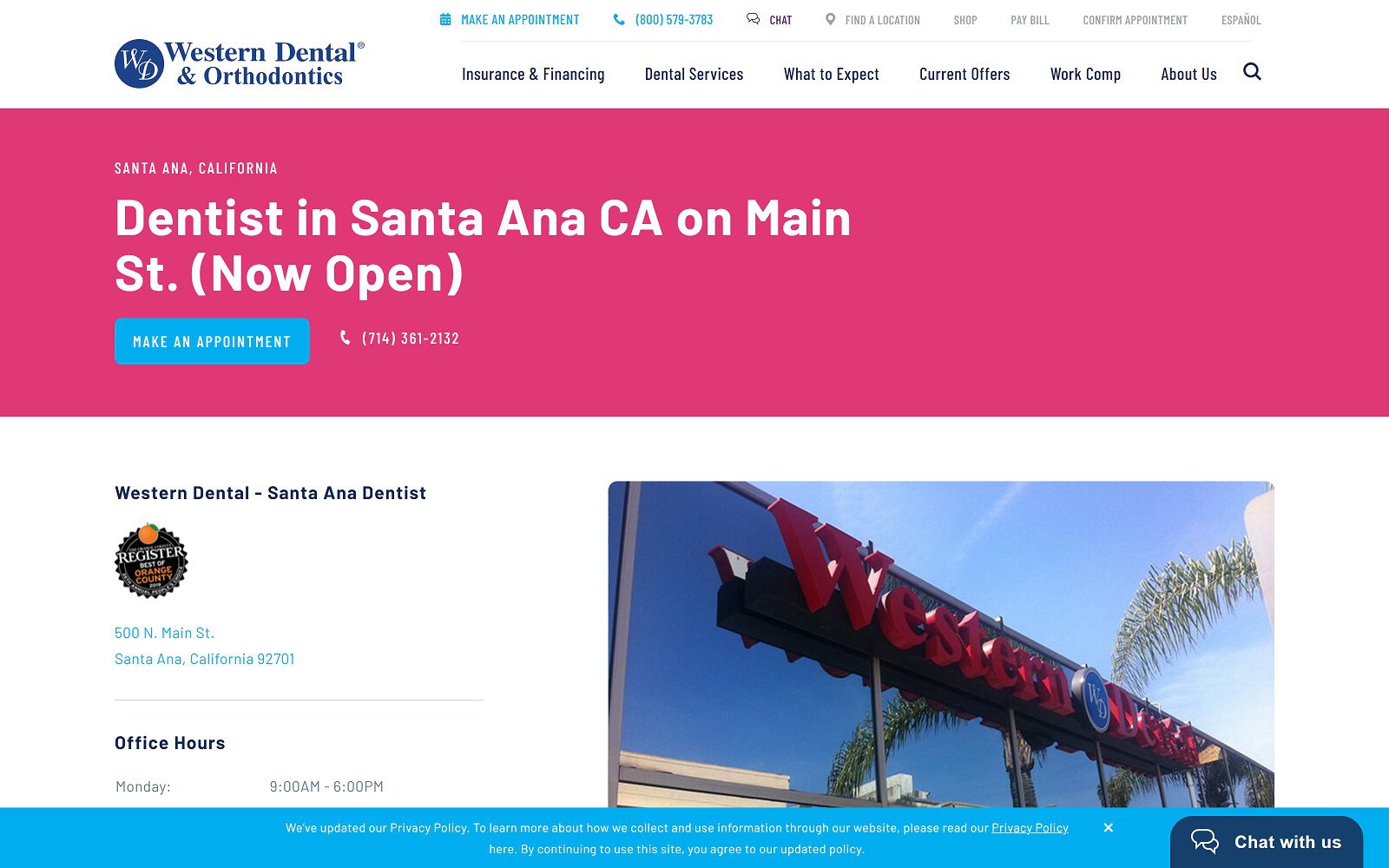 The Screenshot of Western Dental & Orthodontics Santa Ana Website