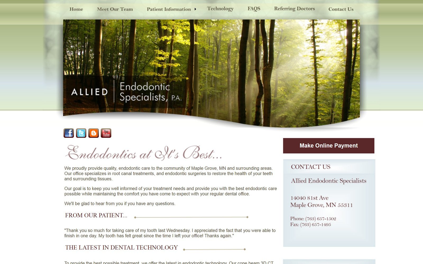 Website homepage screenshot of alliedendo.com