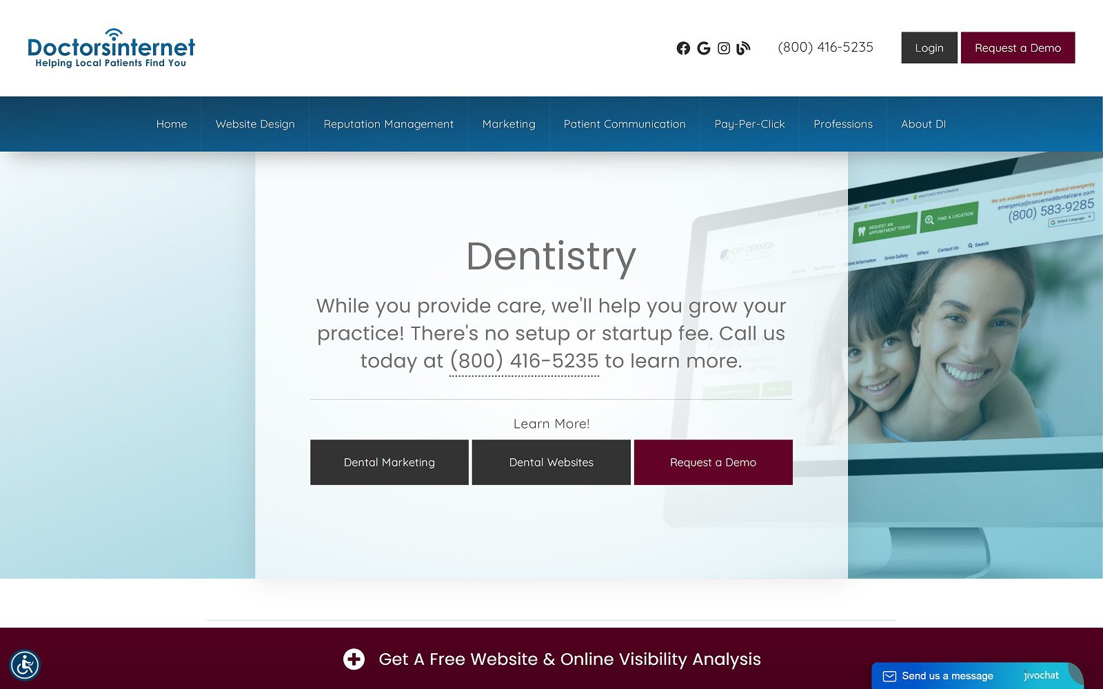 Website homepage screenshot of doctorsinternet.com