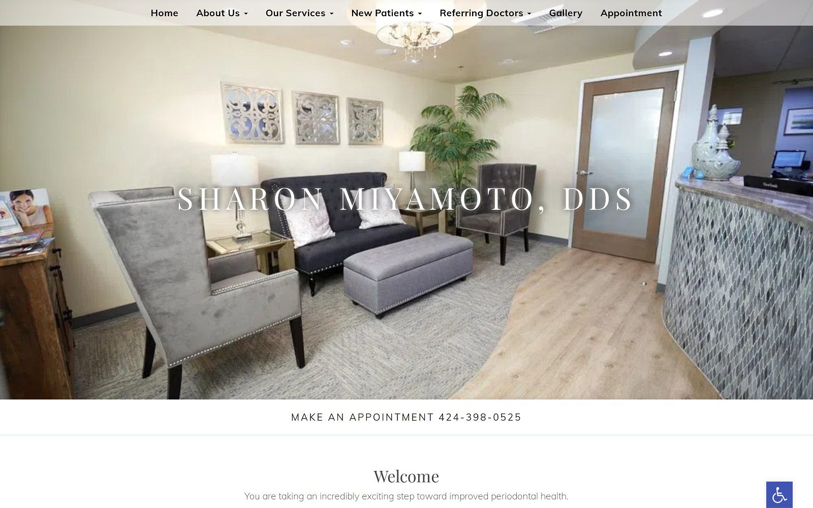 Website homepage screenshot of drsharonmiyamotodds.com