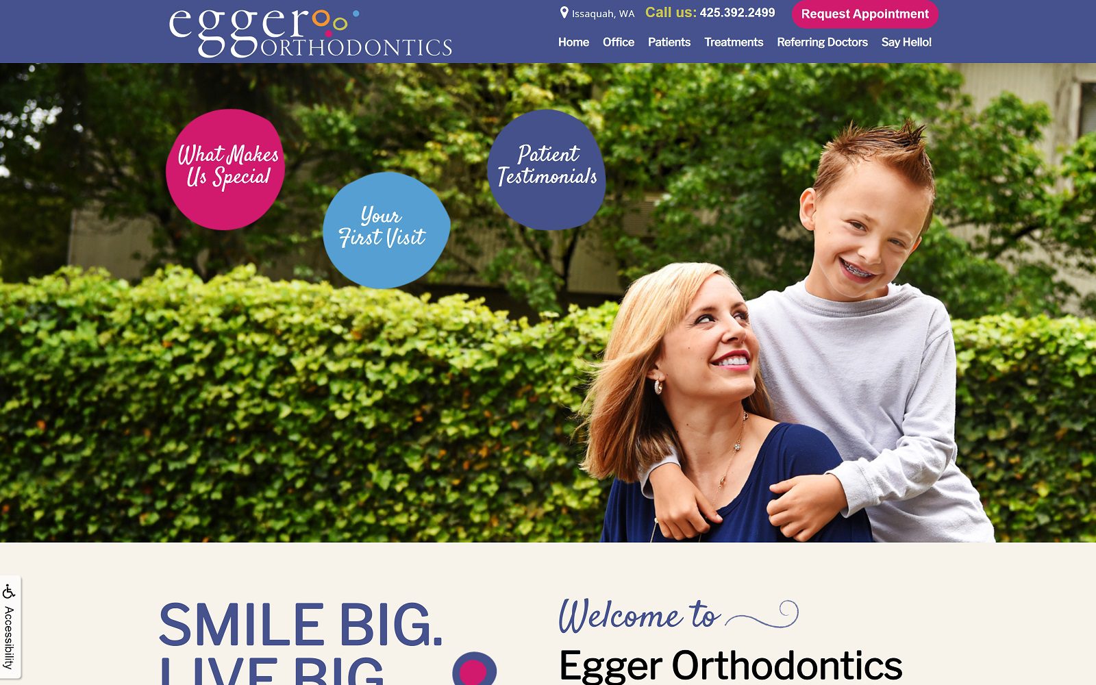 Website homepage screenshot of eggerortho.com