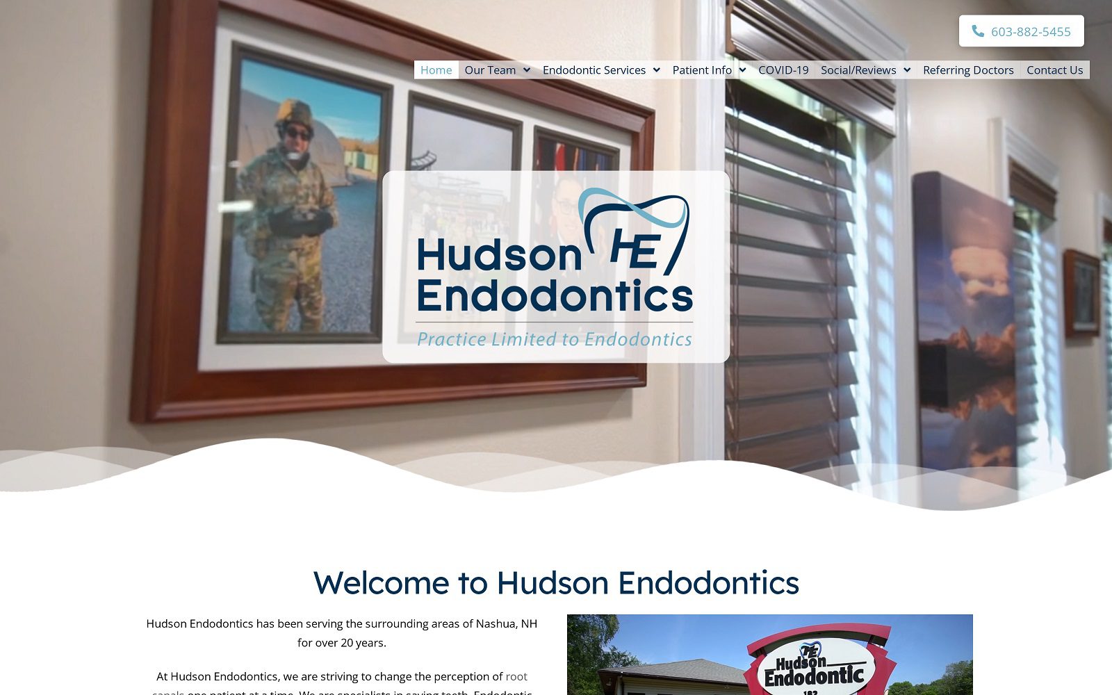 Website homepage screenshot of hudsonendodontic.com