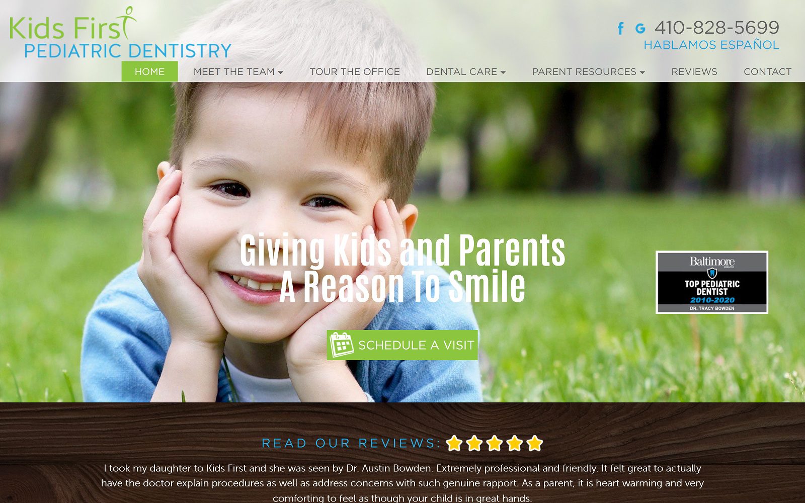 Website homepage screenshot of kidstooth.com