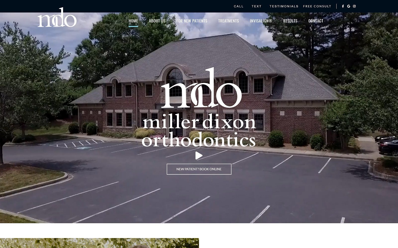 Website homepage screenshot of millerdixonortho.com