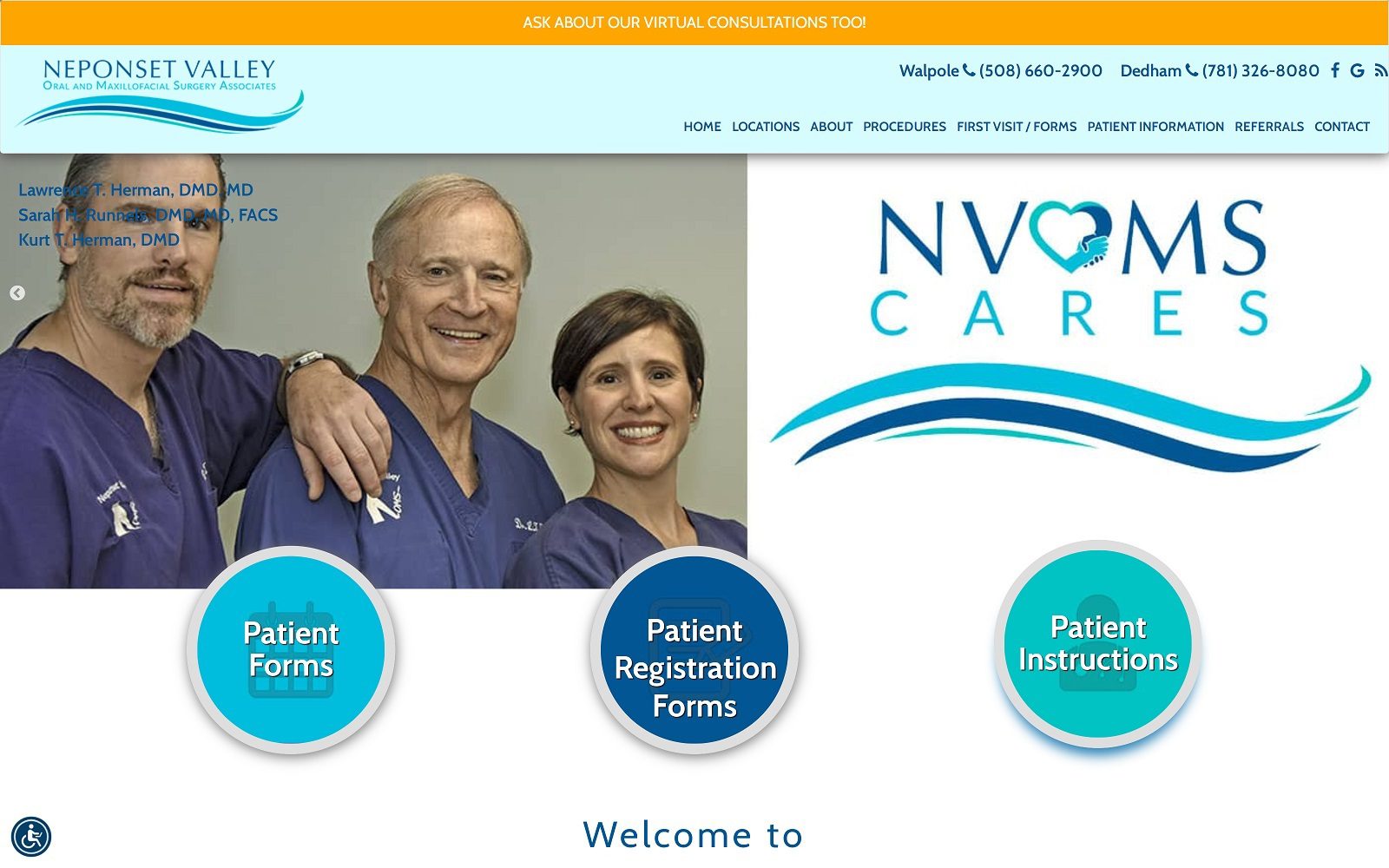 Website homepage screenshot of neponsetvalleyoms.com