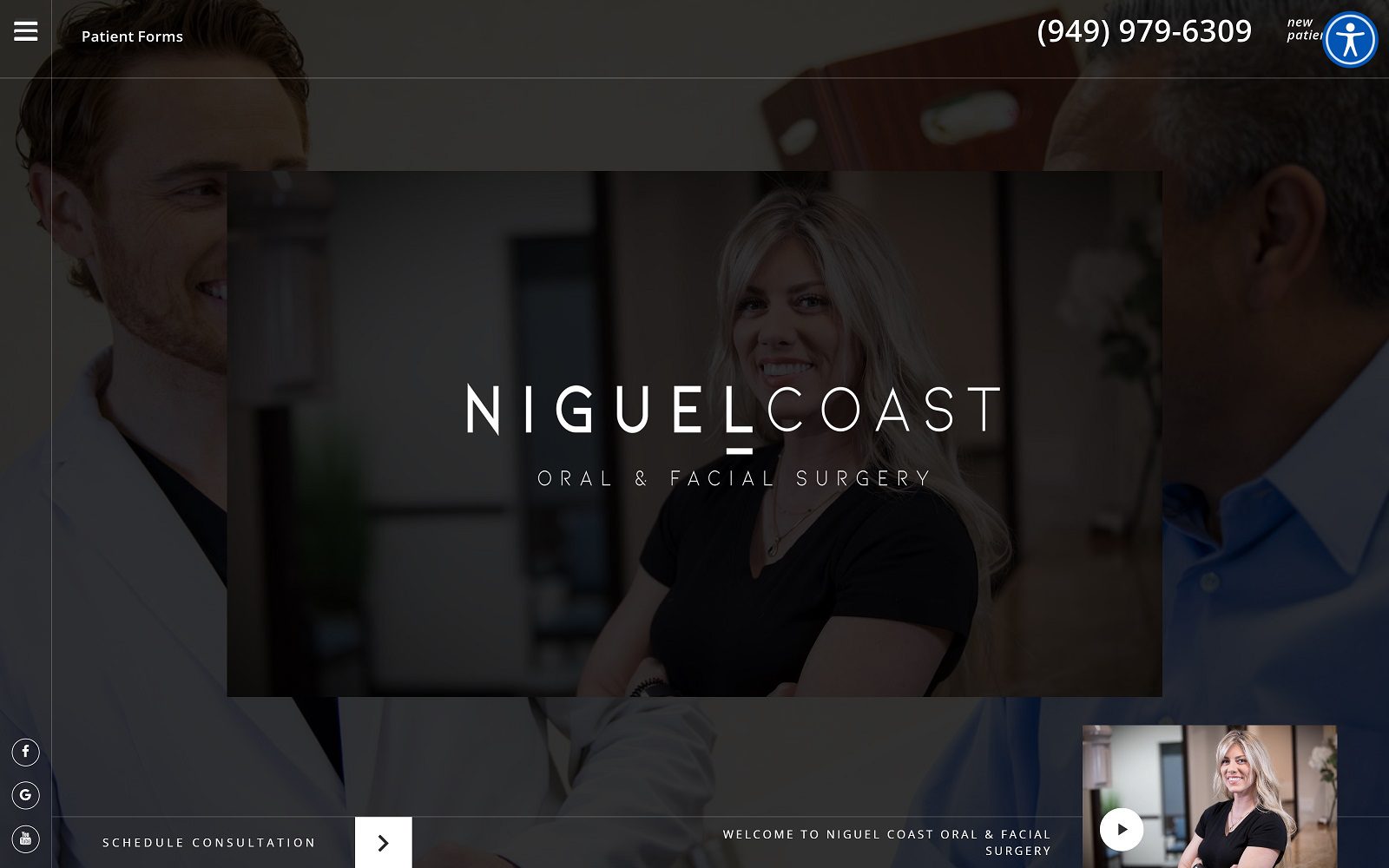 Website homepage screenshot of niguelcoastoralsurgery.com