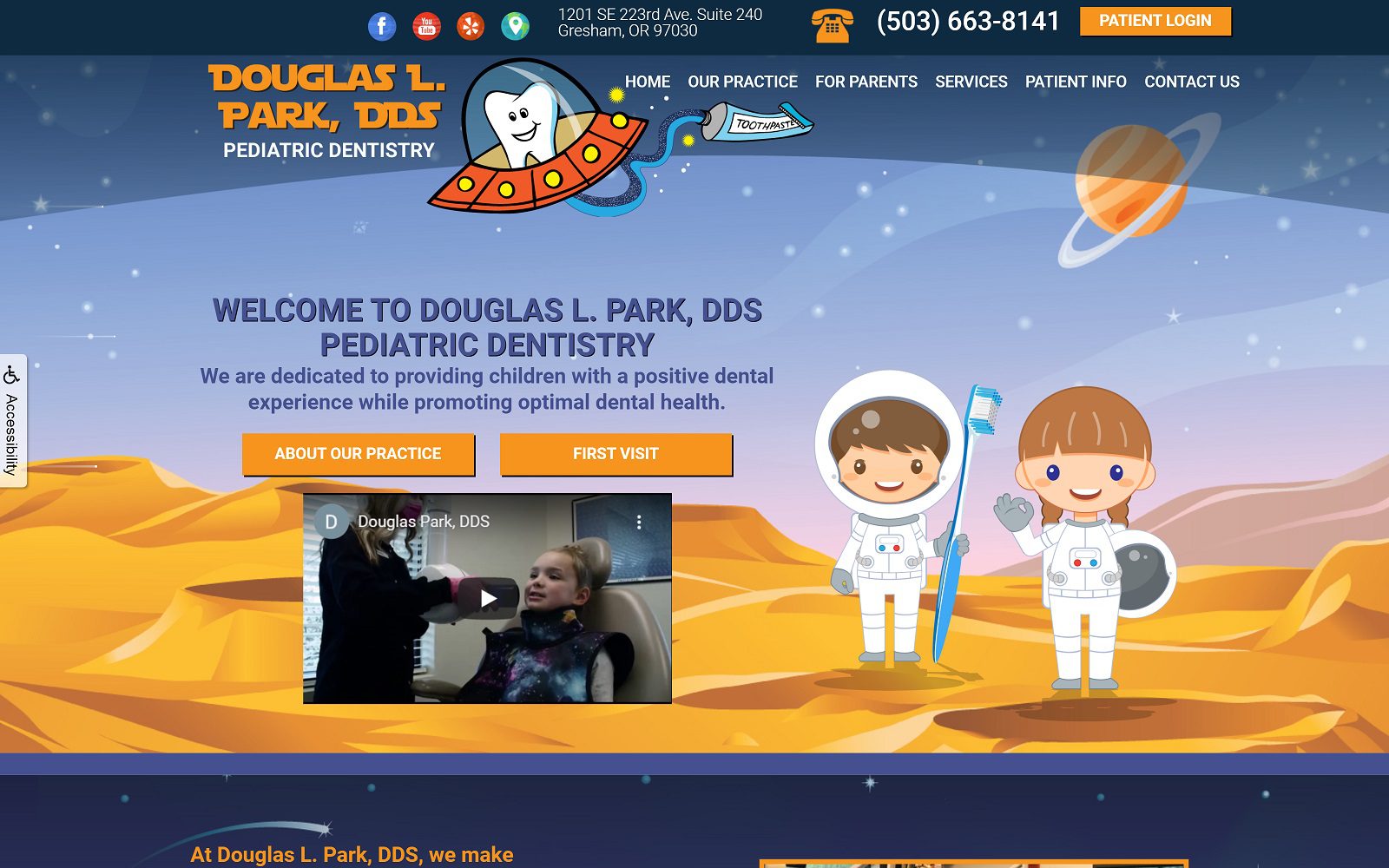 Website homepage screenshot of parkdds.com