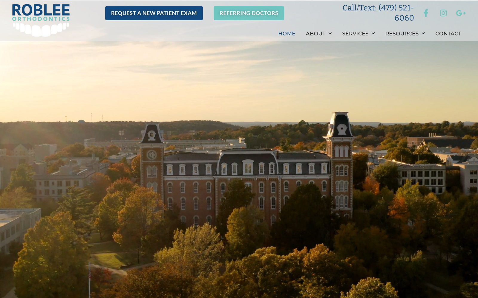 Website homepage screenshot of robleeortho.com