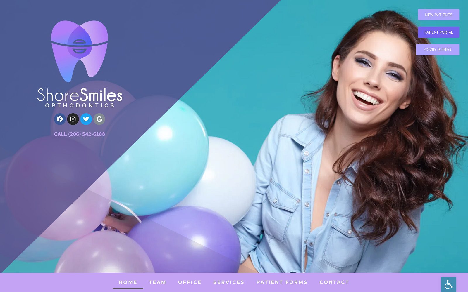 Website homepage screenshot of shoresmilesortho.com