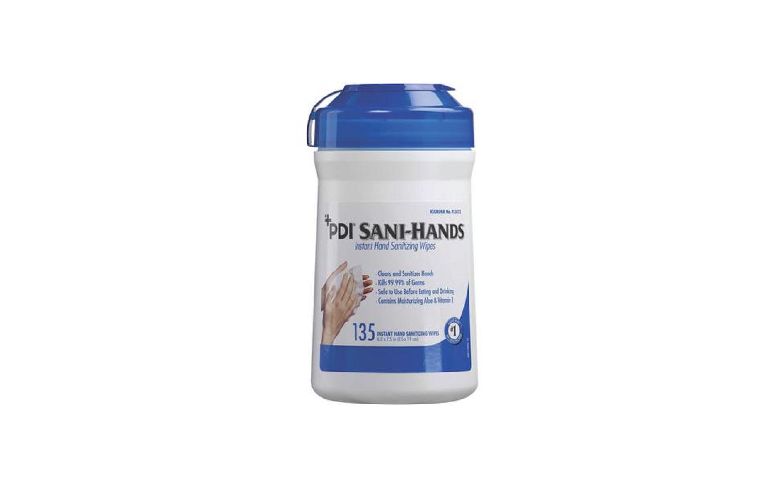 Sani-Hands Instant Hand Sanitizing Wipes, Canister with 135 Wipes, 6" x 7.5"