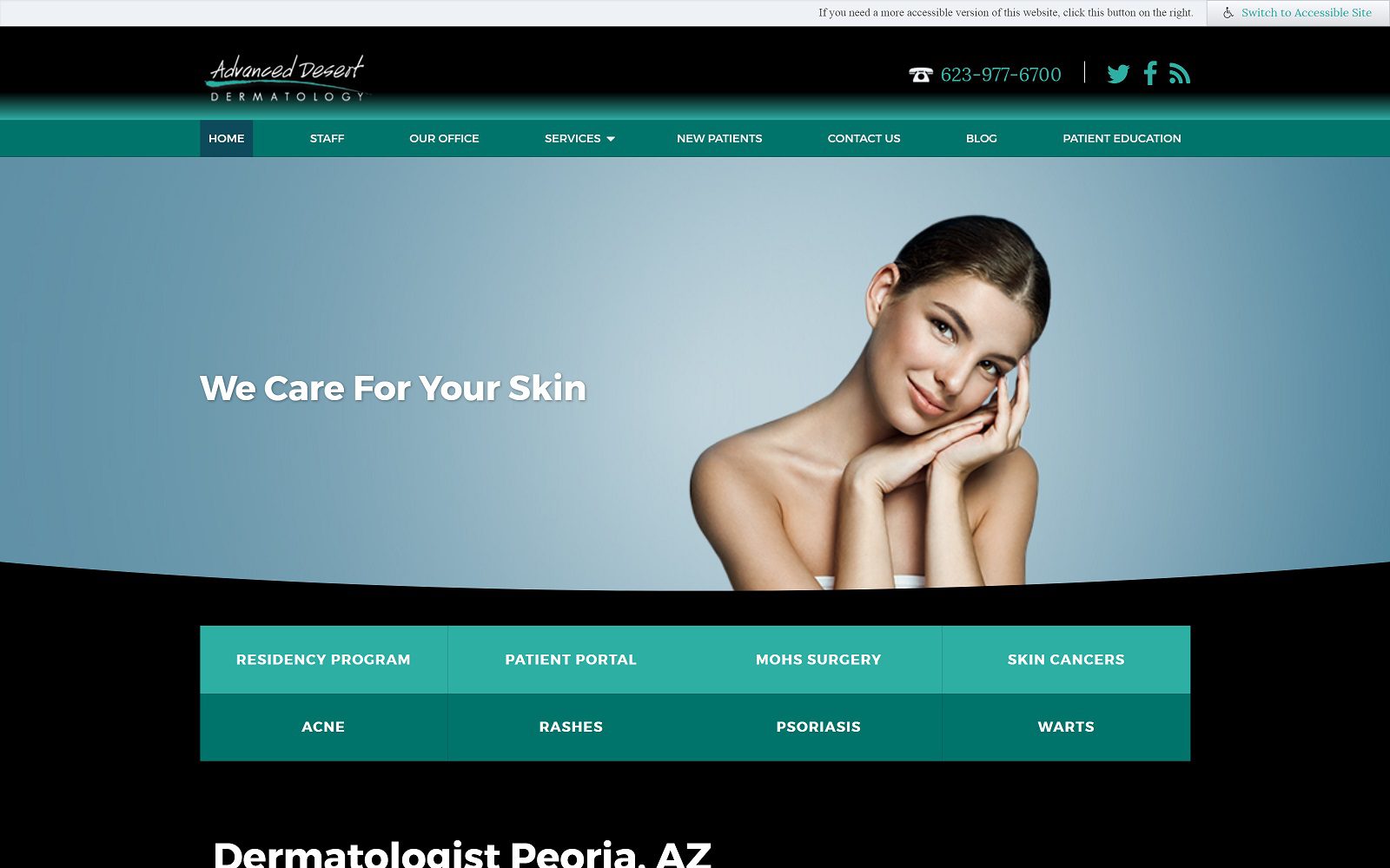 Website homepage screenshot of addermatology.com