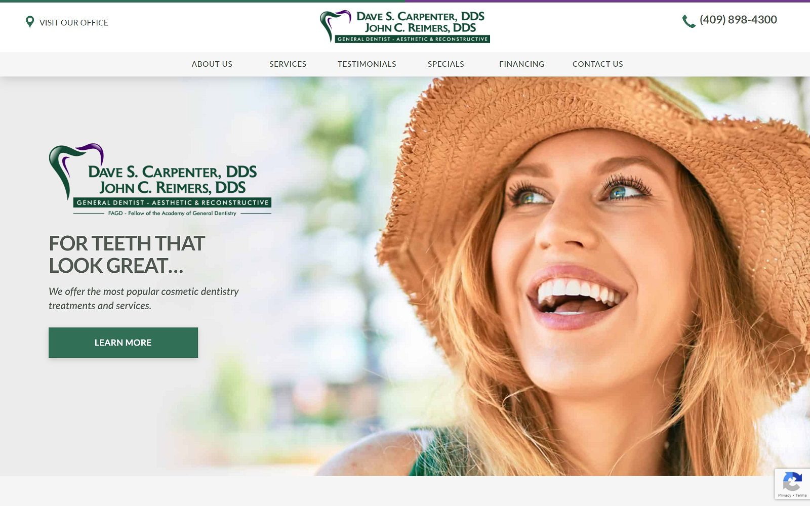 Website homepage screenshot of beaumontdentist.com