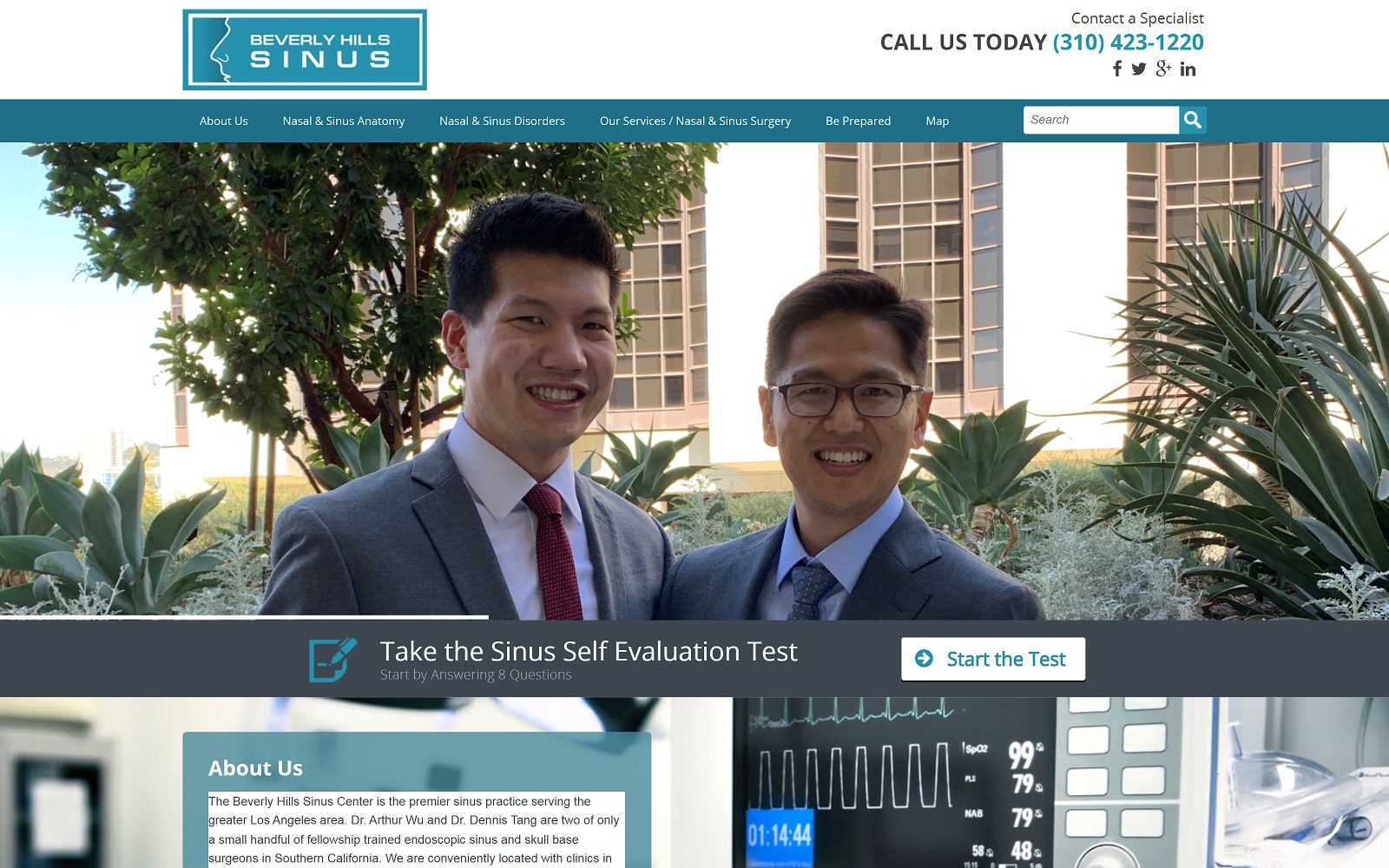 Website homepage screenshot of beverlyhillssinus.com