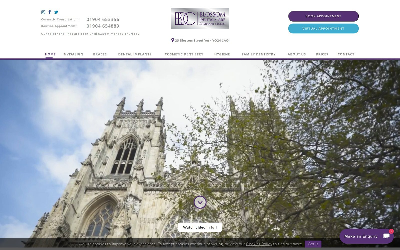 Website homepage screenshot of blossomdentalcare.co.uk