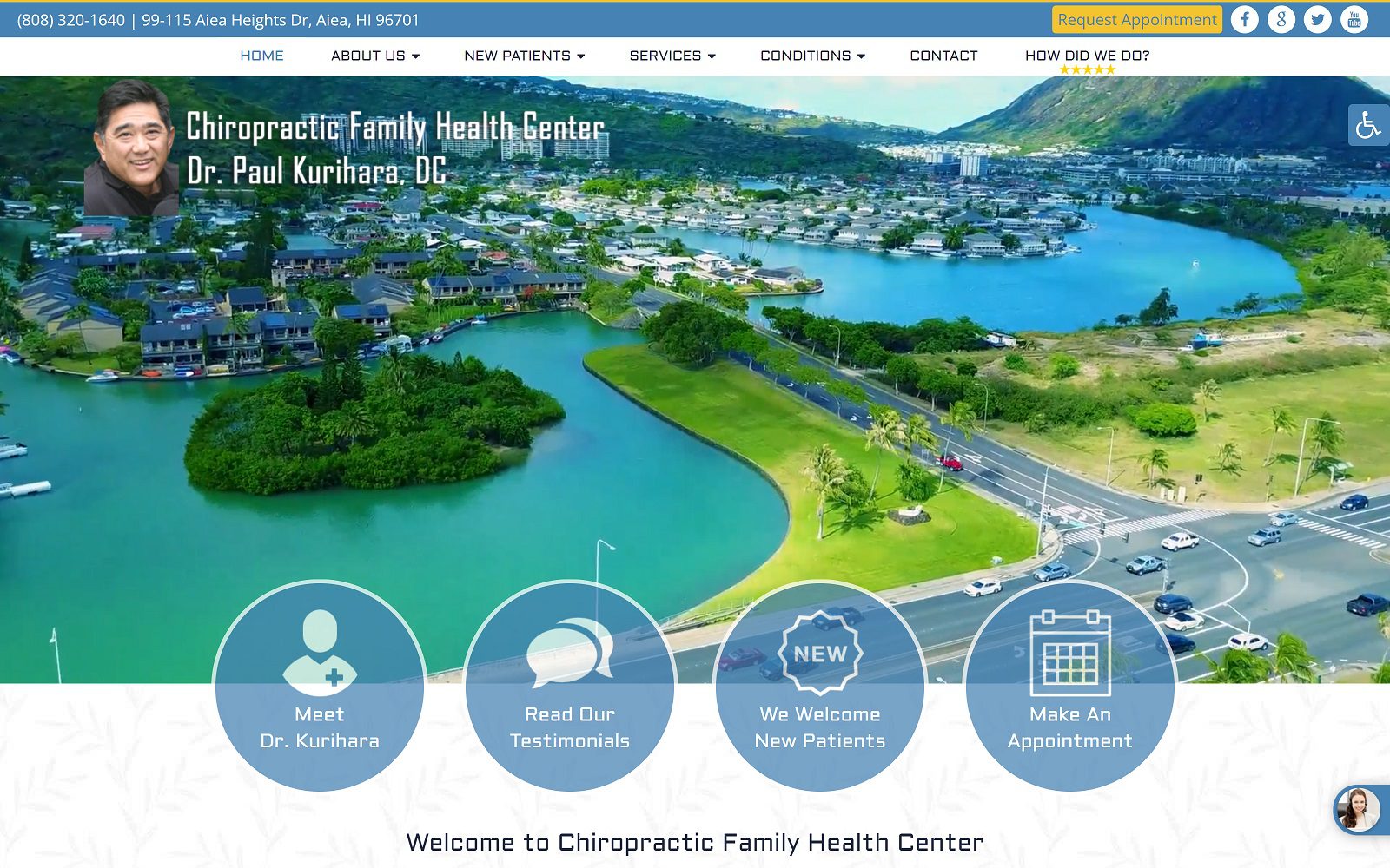 Website homepage screenshot of chiropractichawaii.com