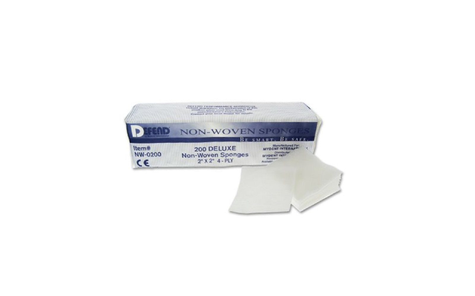 Defend 2" x 2" 4 ply Non-Sterile Non-Woven 32 gram weight Rayon/Polyester
