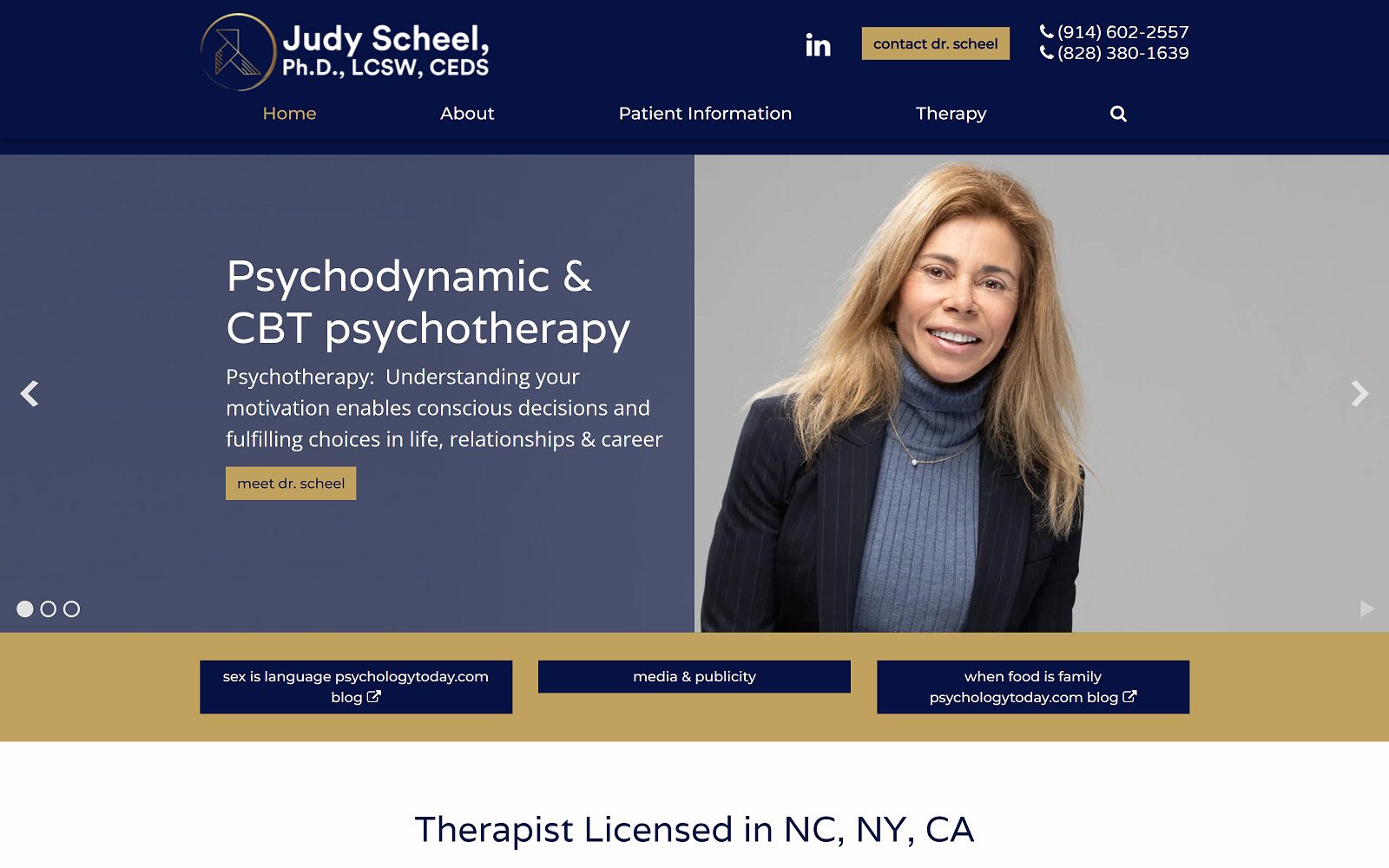 Website homepage screenshot of drjudyscheel.com