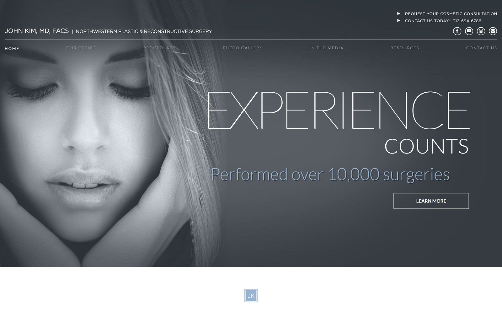 Website homepage screenshot of drkimsurgery.com