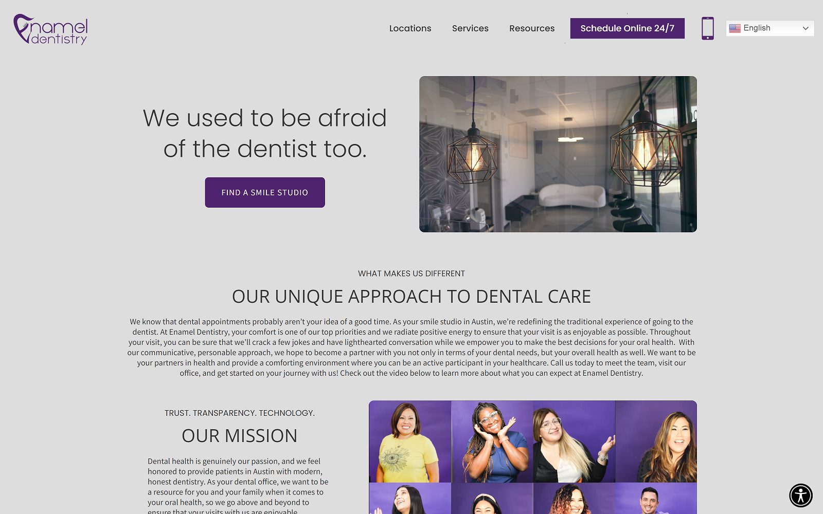 Website homepage screenshot of enameldentistry.com