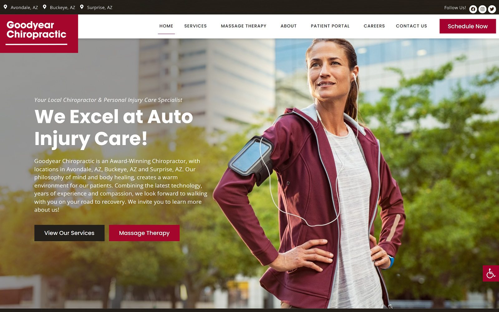Website homepage screenshot of goodyearchiropractic.com